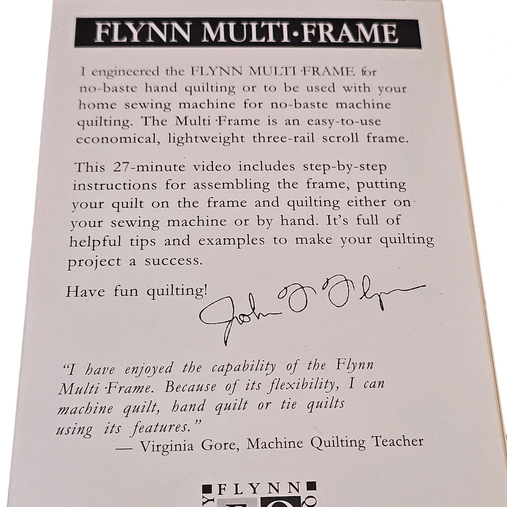 Flynn Quilt Company Multi-Frame Kit Machine Hand Quilting No-Baste System 2002